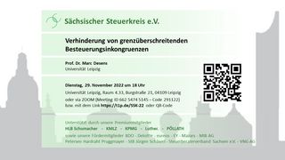 Einladung zum Sächsischer Steuerkreis am 29.11.2022