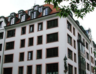 Denkmalgeschütztes Gebäude in der Innenstadt von Leipzig.