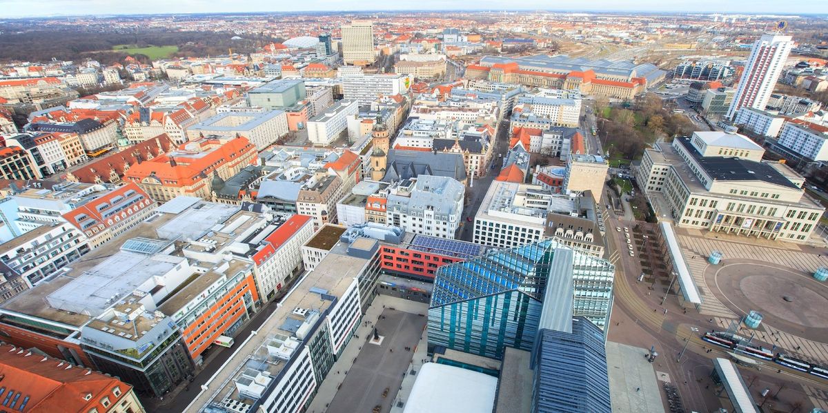 zur Vergrößerungsansicht des Bildes: Foto: Luftaufnahme vom Campus Augustusplatz
