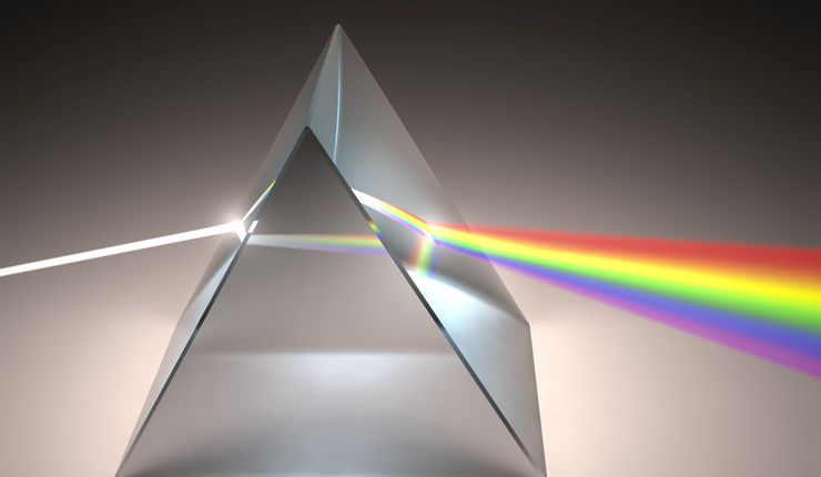 Prisma mit drei verschieden Strahlen, Foto: Colourbox